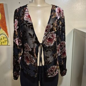 Lucy Paris Burn out Velvet Tie Y2k Cardigan M